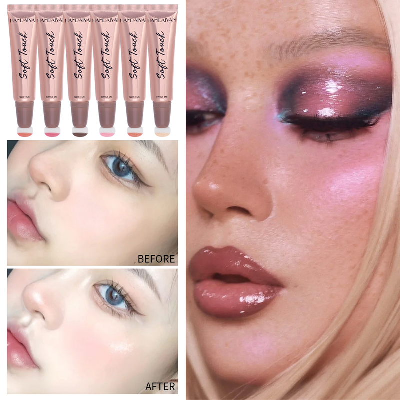 6 colors matte pink air pad, powder blusher pen, flash pen, fluorescent pen, natural cheek, red face cream, pi_voghion.com
