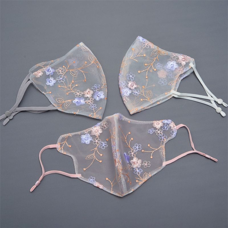 Maschera traspirante decorativa antipolvere in pizzo sottile lavato estivo a doppio strato in rete ricamata_voghion.com