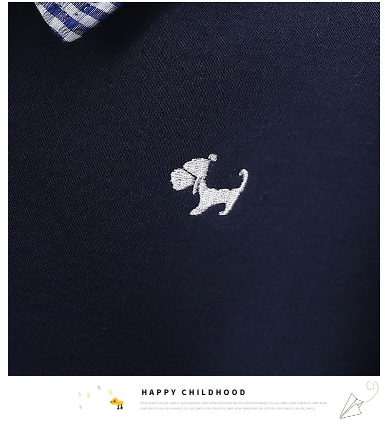 Boys' Long Sleeve Polo Shirt - Classic Cotton Blend With Collar & Cartoon Embroidery - Casual Fall & Spring Top For Kids (8+ Years, 110-170cm)_voghion.com