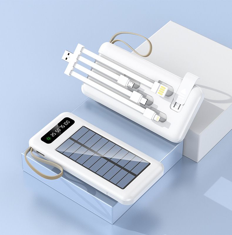 Outdoor Solar Large Capacity Power Bank Shared Built-in Cable Charger 20000mAh_voghion.com