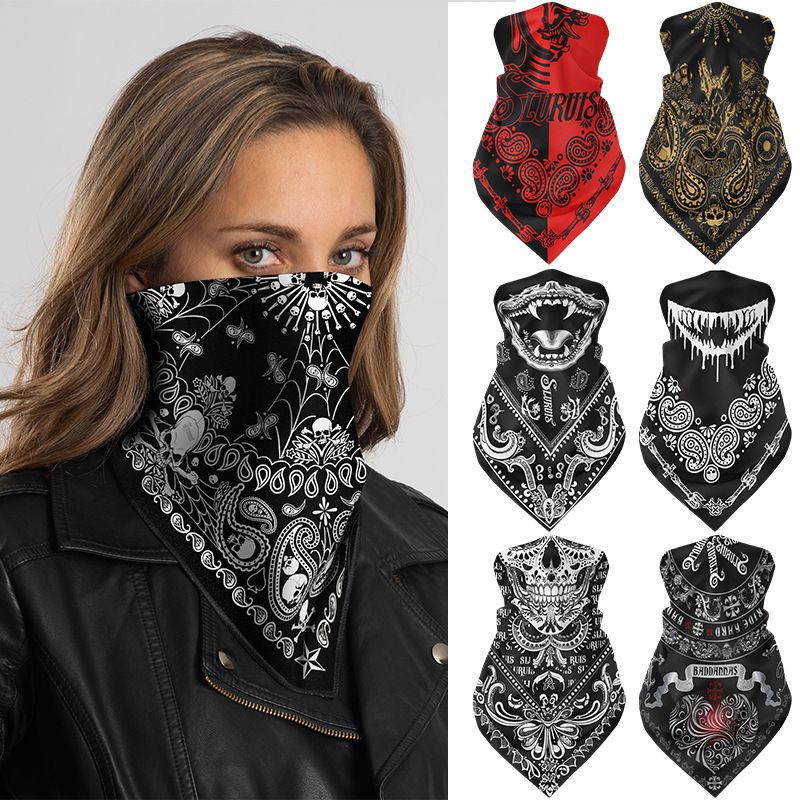 LazyZoom Cashew Flower Square Scarf Motorcycle Harley Biker Riding Face Mask Hip-Hop Headscarf Quick-Dry Thin Style_voghion.com