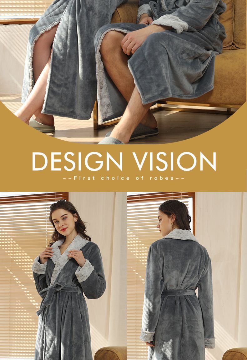 Herrkläder plus size flanell nattlinne dam vinter herr korall fleece par morgonrock höst och vinter tjock lång_voghion.com
