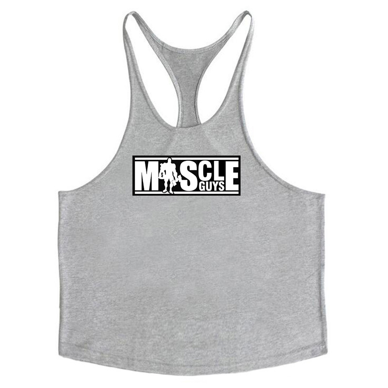 Bodybuilding and Fitness Exercise Deep Digging Thin Shoulder Strap Pure Cotton Fitness Tank Top_voghion.com