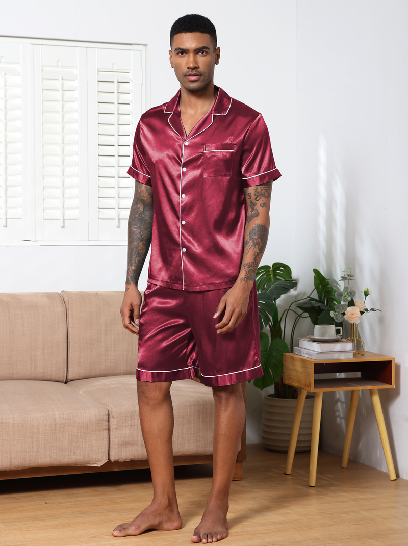 Pantalones finos de manga corta para hombre, ropa de hogar, color primavera, seda Ding, dos conjuntos_voghion.com