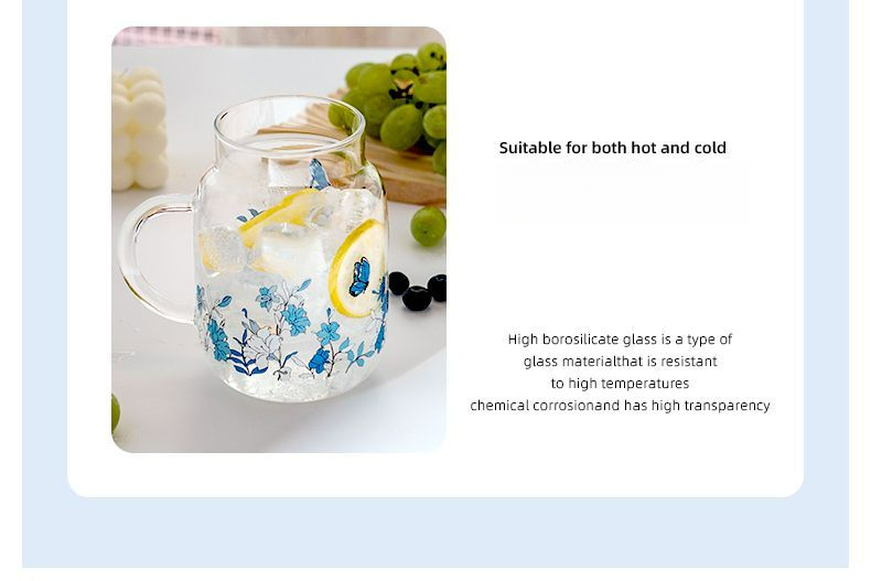 Heat-Resistant Large Capacity Handle Printed Straw Glass High Borosilicate Tea Brewing Pot Fruit Drink Milk Cup_voghion.com