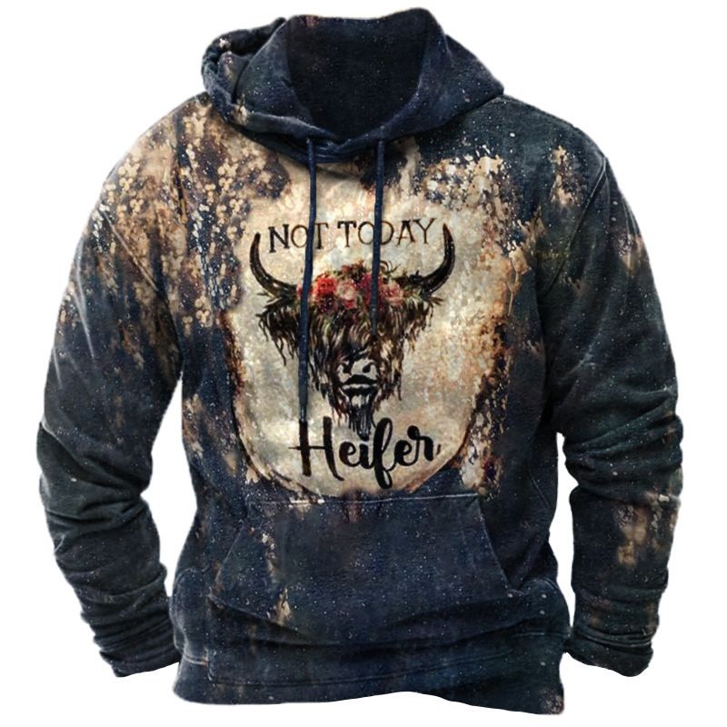Felpa con cappuccio da uomo stampata in 3D, modello vintage in denim da strada, tendenza autunno 2025_voghion.com