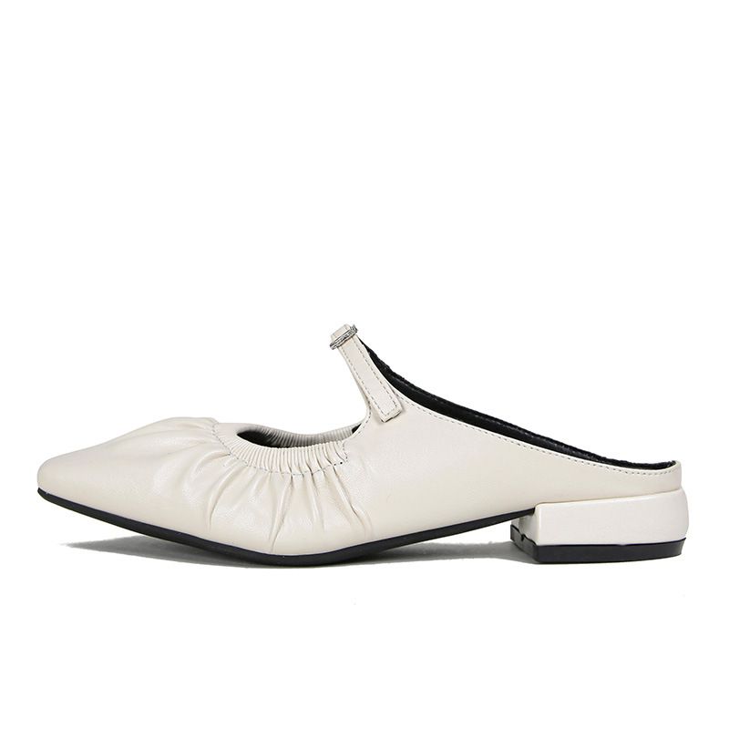 6325 Huidong Yixinda French Style Slip-On Mary Jane Chunky Heel Buckle Strap Mules Women's Shoes_voghion.com