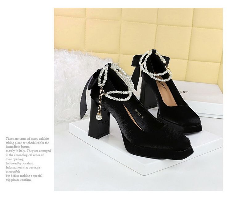 9982-H79TP Scarpe col tacco alto con plateau impermeabile e tacco spesso in versione coreana, con nastro di perle e farfalla_voghion.com