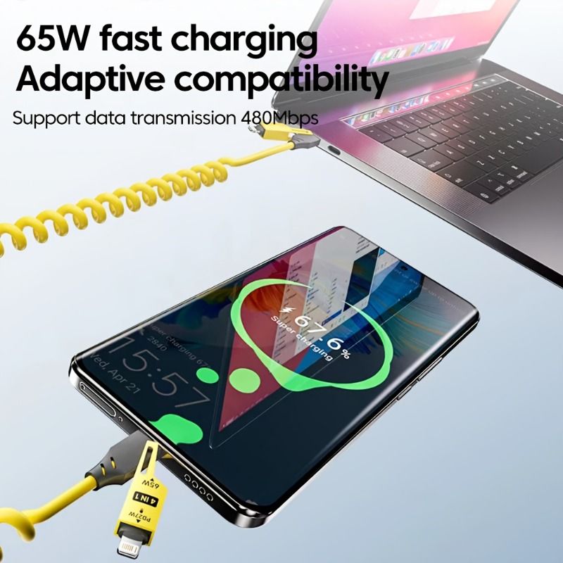 65 W daugiafunkcinis keturi viename pirmos linijos tinka iPhone, iPad, Samsung, Xiaomi, Huawei, OPPO ir kitų mobiliųjų telefonų įkrovimui_voghion.com