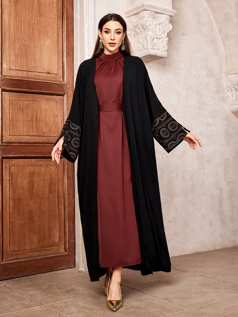 Női ruházat Új közel-keleti muszlim divat temperamentum elegáns hímzett kardigán Dubai arab köntös denevér ujjú abaya_voghion.com