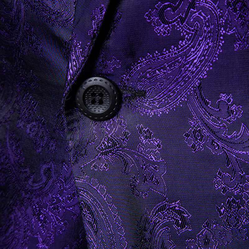 Anzug Court Style Dunkles Muster Design Mode Single Button Slim Fit Herren Blazer_voghion.com
