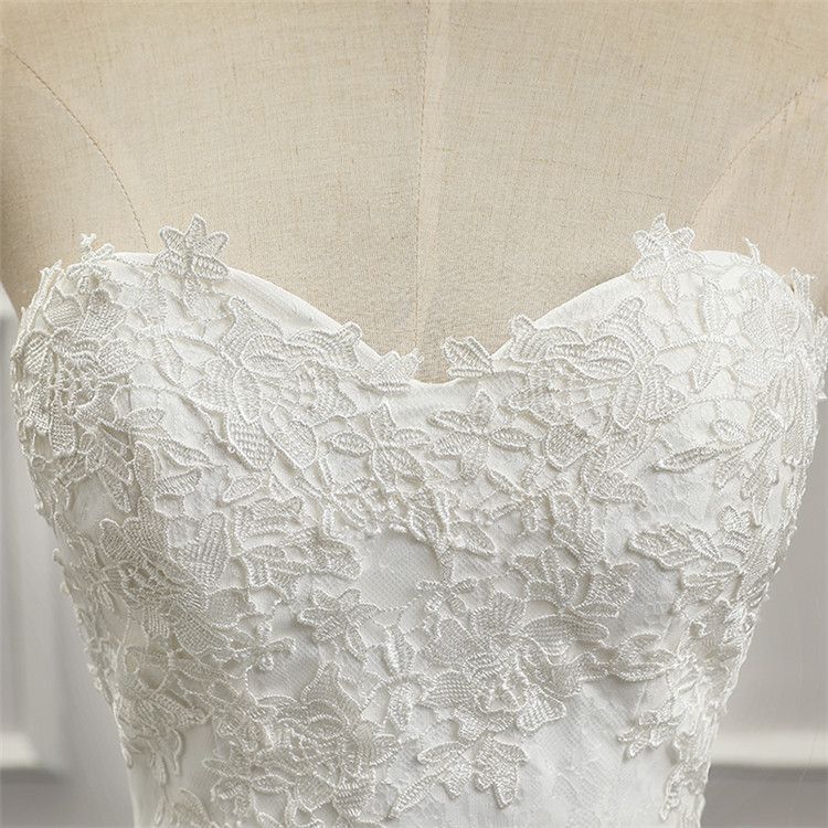 European and American wedding dress 2025 new style tube top slim fishtail trailing sweet lace French bride going out light wedding dress female_voghion.com