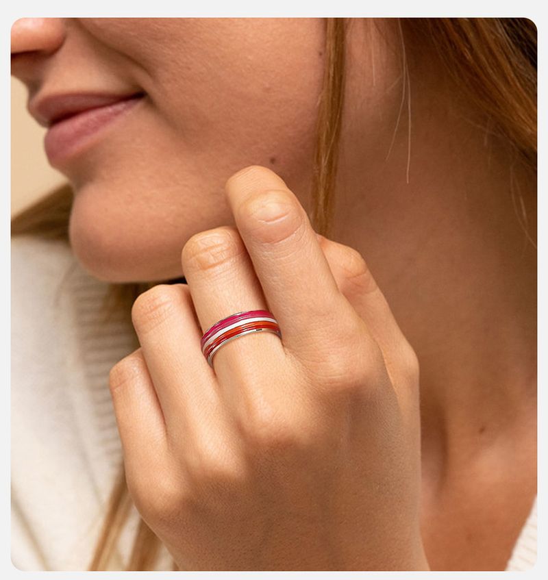 Vnox 8 mm Lesbenring für Frauen, Fingerring mit rot-weiß-orangefarbenen Linien, Schmuck für Stolz, Liebesversprechen_voghion.com