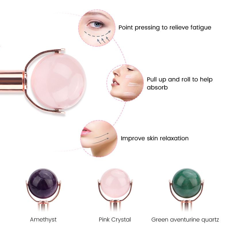 1 rouleau de massage en boule de jade pour le visage et les yeux, en quartz rose naturel, aventurine, améthyste, anti-rides, soins de la peau, beauté_voghion.com