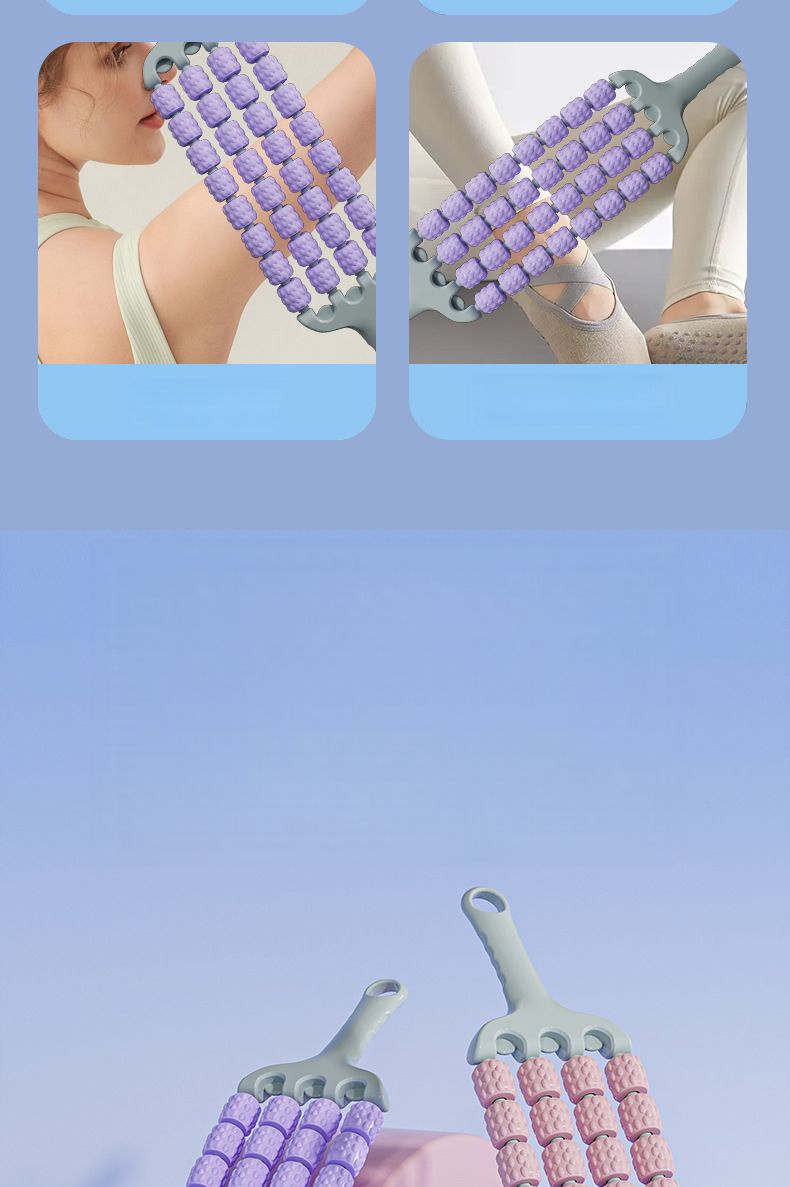 Bastone da massaggio per il rilassamento muscolare, per l'allenamento dell'integrazione sensoriale dei bambini, pieghevole a quattro file, con denti di lupo_voghion.com