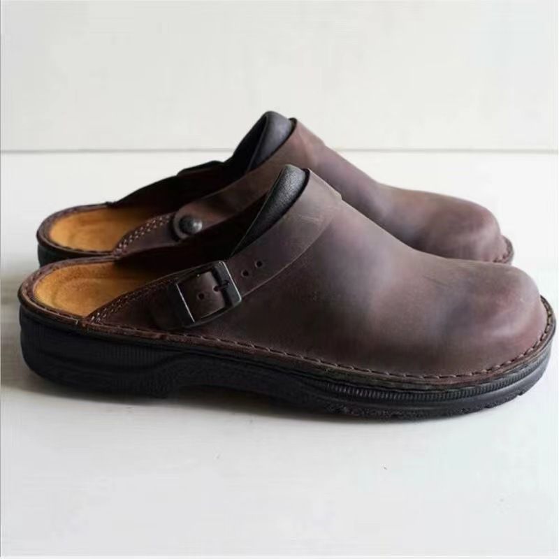 2022 Sommer Neue große Herrenschuhe Flache Outdoor-Hausschuhe mit geschlossener Zehenpartie Flache, vielseitige Freizeitschuhe_voghion.com