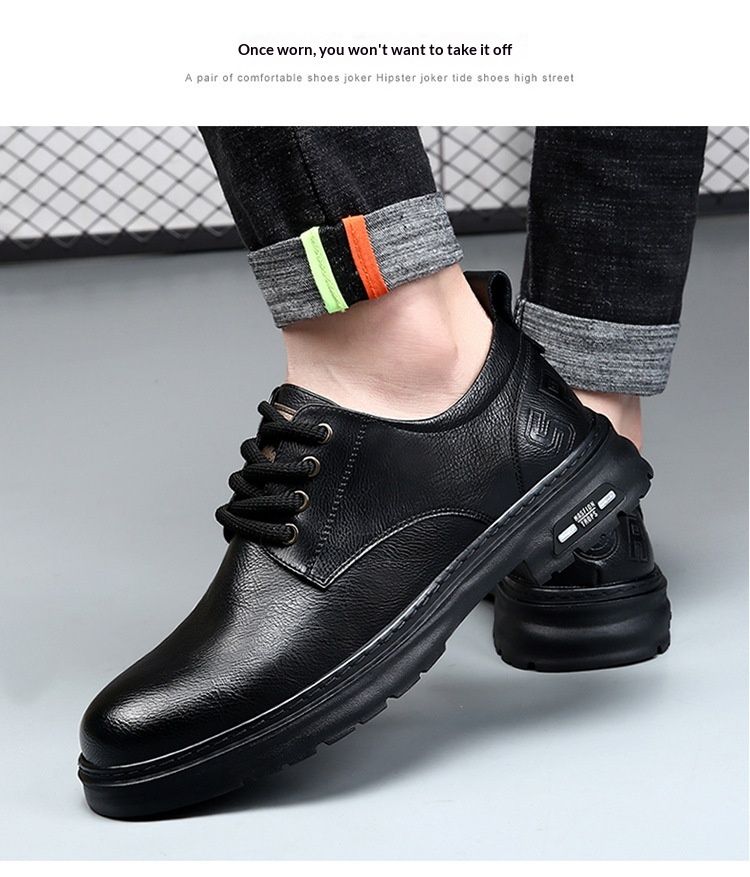 Voyage Spring Derby da uomo, stivali bassi Martin, stile britannico, punta arrotondata, scarpe da lavoro nere con suola spessa, casual in pelle_voghion.com