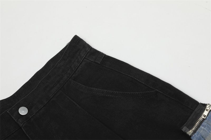 Men's Clothing Large Pockets, Retro Zipper Design, Square Towel Washed Jeans, Men's And Women's Straight Loose Casual Sickle Wide Leg_voghion.com