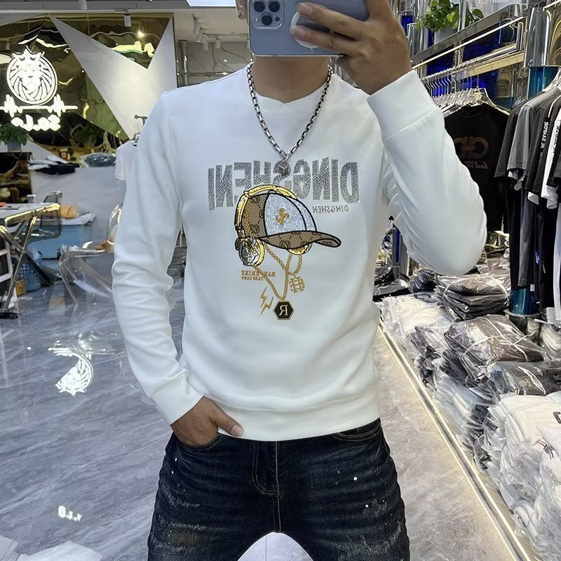 Hösttröja Slim Fit Baseballhatt Broderad High End Europeisk Casual Rundhalsad Långärmad Herr_voghion.com