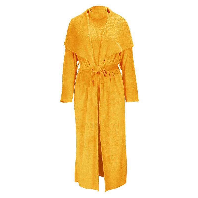Women's clothing temperament dress and coat two-piece fashion loose long cardigan velvet suit_voghion.com