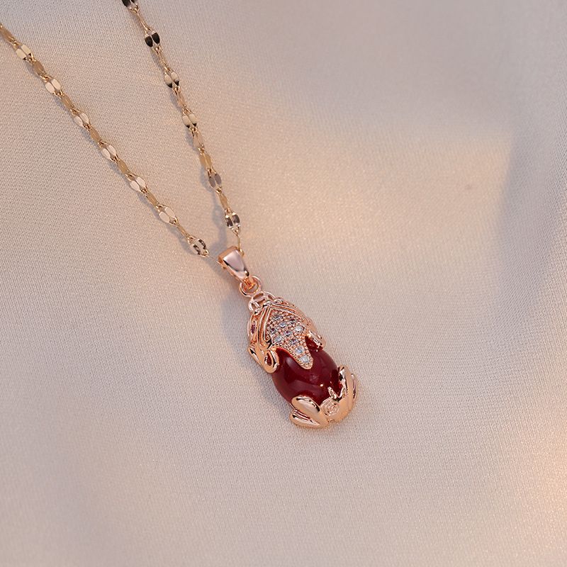 Xiupi ketting, vrouwelijke ins, gelukkige overdracht, kleurloos, luxe, mode, net rode halsketting, beplating met echte gouden korte halsketting_voghion.com