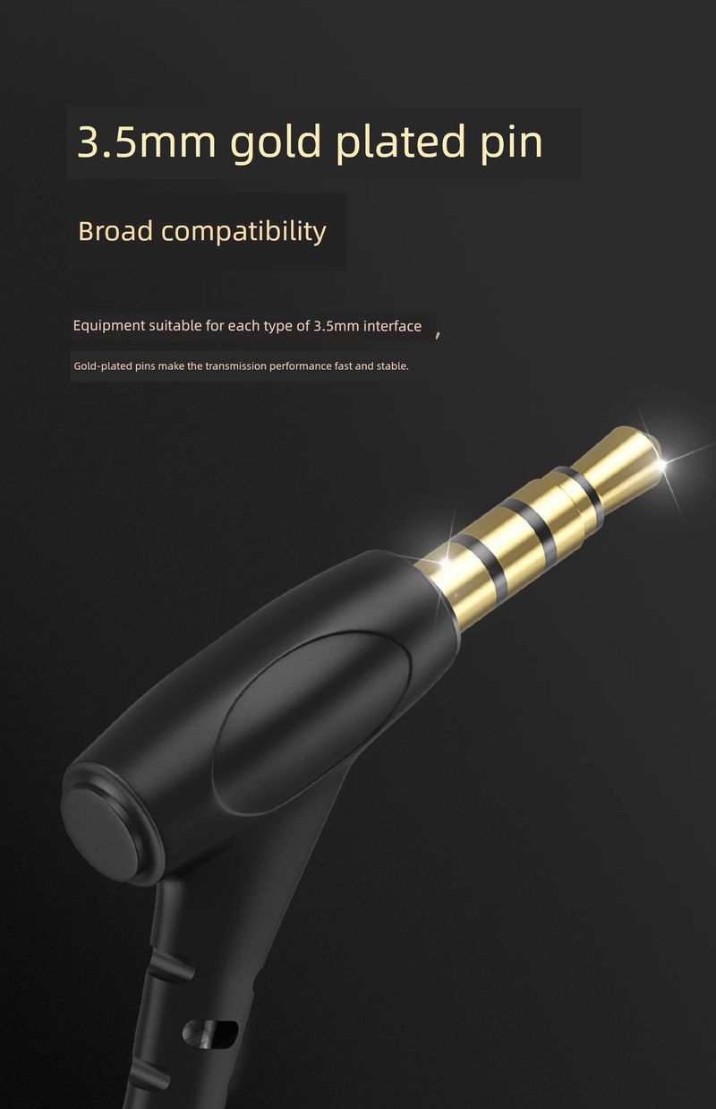 D08 Fever HiFi Music Headset With Microphone Wired Earplug Flat Head Subwoofer For Oppo Xiaomi Vivo_voghion.com