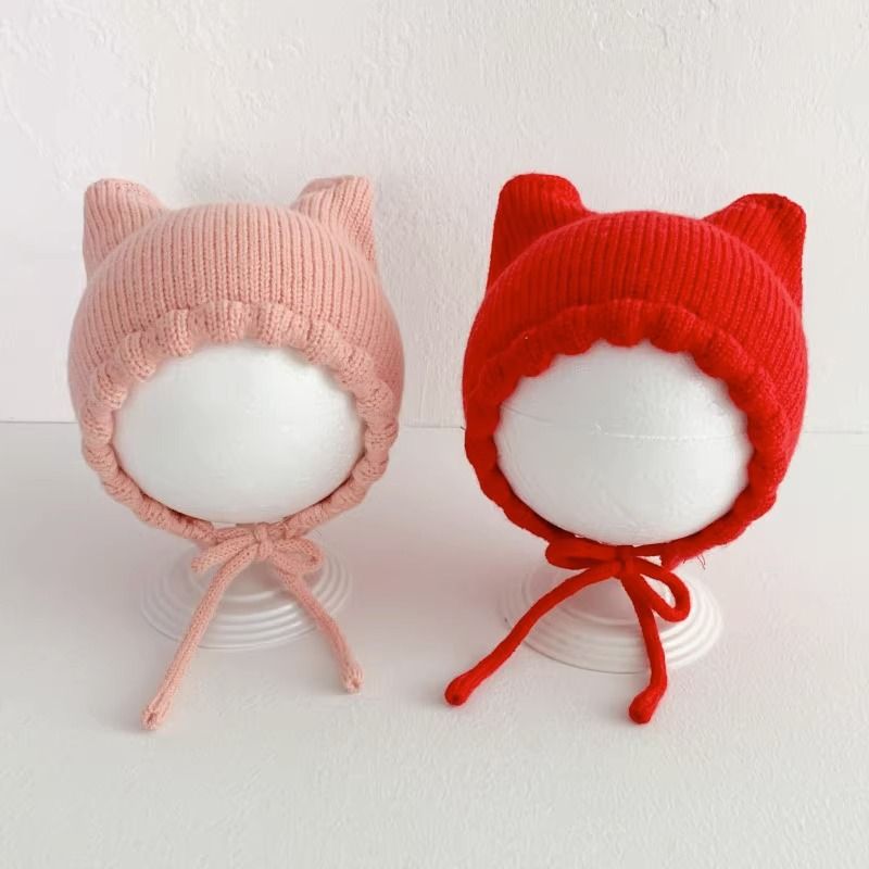 Chapéus infantis para bebê, tampa de porta halógena, orelhas de gato fofas, lã quente, para bebê, inverno_voghion.com