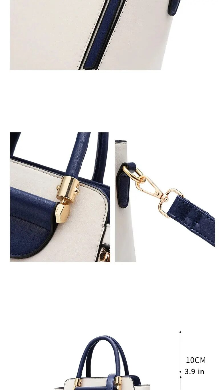 Fashion Color Contrast Handbag, ing Striped Crossbody Bag, Women's Elegant Office & Work Purse_voghion.com