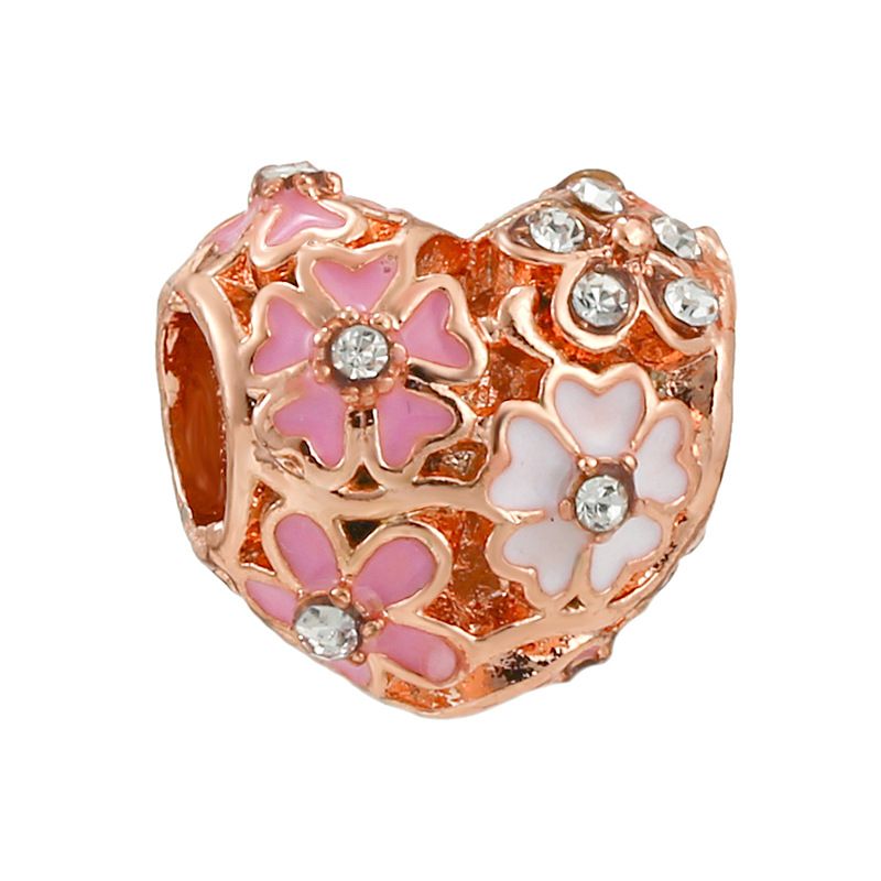Accessori per gioielli fai da te, ciondolo a forma di cuore in oro rosa, accessori per gioielli con perline, lettere con perline_voghion.com
