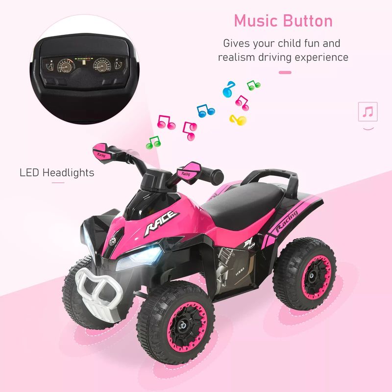 No Power Quad Toddler Ride On Car Foot-to-Floor Sliding Pink_voghion.com