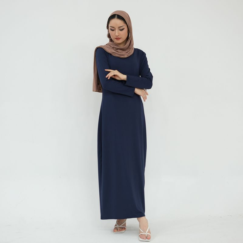 Falda larga básica de seda color leche, color liso, estilo básico, elástica, para mujer_voghion.com