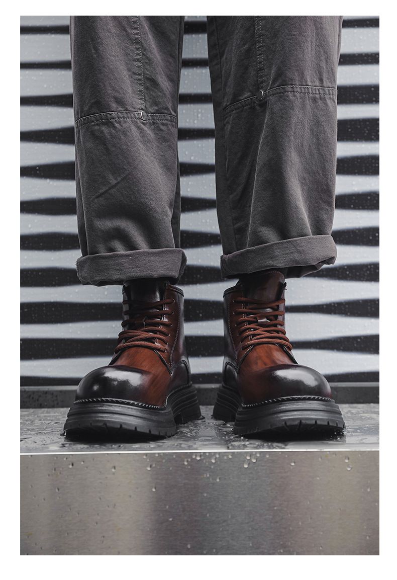 Martin Boots Men's Business Commuter Dress High-top Leather Shoes Retro Tooling Thick Sole High-end Design Boots_voghion.com