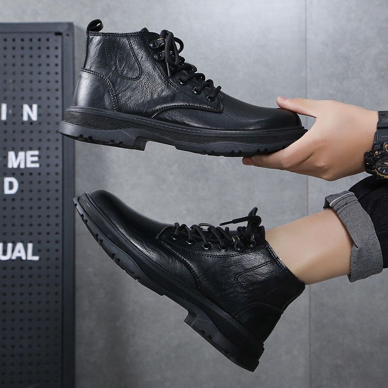 European Warm Series Genuine Leather Martin Men High 2025 New Fleece Lined Warm British Style Boots Mid Top Casual Work Shoes_voghion.com