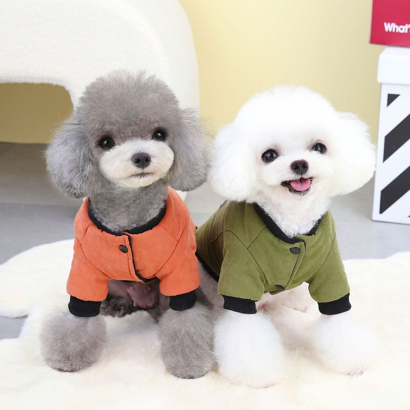 Abbigliamento per animali domestici autunno/inverno per cani con anello di trazione e cappotto in cotone con cerniera in velluto 23 colori_voghion.com