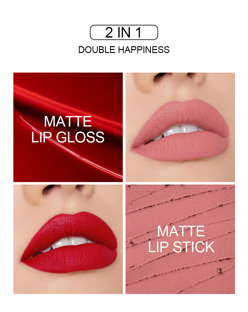 6-Piece Dual-Ended Non-Stick Matte Lip Color Set - Two-in-One Lip Gloss & Lipstick In Nude Mauve Shades, Ideal For Women_voghion.com