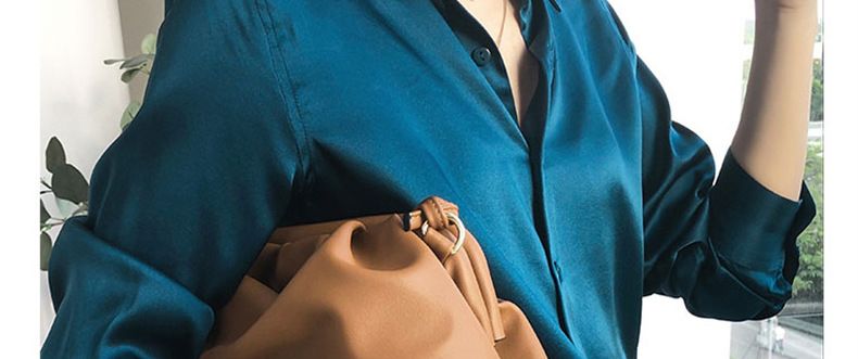 Dametøj moderigtigt og slankt forår og efterår nyt revers kontrastfarve chiffon skjorte top cardigan skjorte bund skjorte_voghion.com