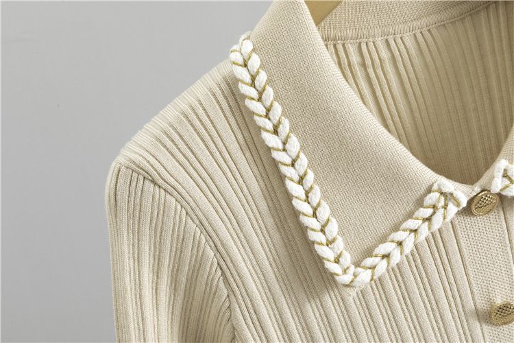 Gonna di media lunghezza in maglia con risvolto di alta qualità per abbigliamento femminile, per donna, elegante e sottile, stile primaverile e autunnale_voghion.com