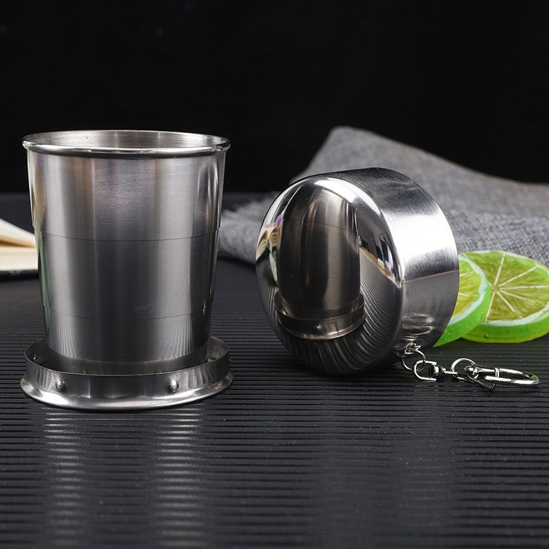 QFV50704555550<== Outdoor Stainless Steel Folding Telescopic Travel Set Tea Portable Small Wine Water Camping Cup_voghion.com