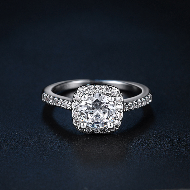 Misty Moon Classic Anello di fidanzamento da donna Micro set AAA Zircone placcato platino Anello con diamanti Gioielli_voghion.com