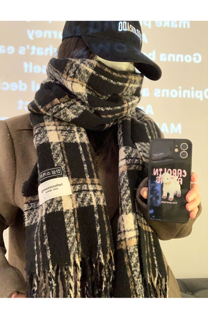 Sciarpa rossa di Natale da donna, invernale, nuova edizione coreana, versatile, spessa, calda, per studenti, di alta qualità, morbida e appiccicosa, scialle_voghion.com