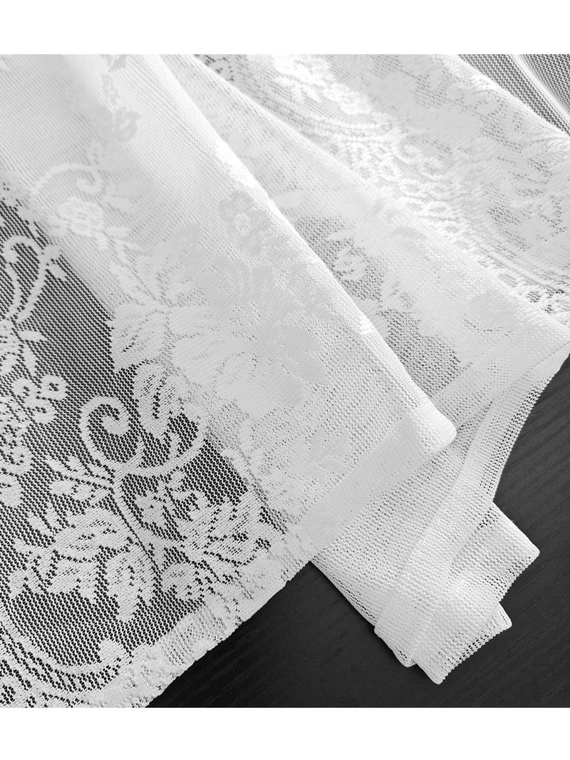 Rideaux transparents en dentelle blanche - Élégants rideaux de fenêtre en voile brodé (84 x 96 pouces, filtrant la lumière, isolant thermique, facile à installer, infroissable)_voghion.com