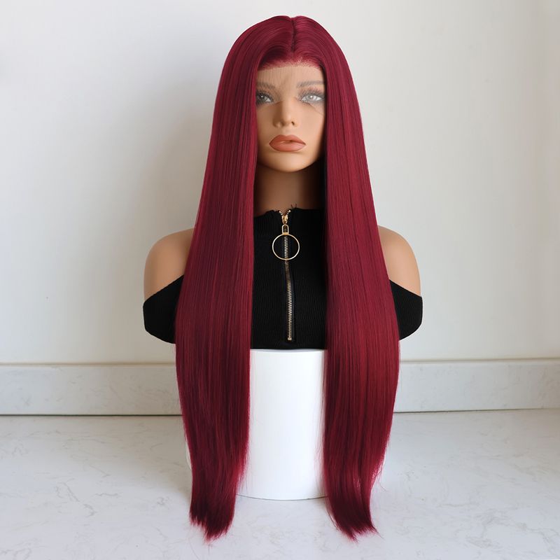 Hett såld 13x3.5 syntetisk spets fram Ws för kvinnor Sier Grey Ginger Orange 99J Bury Lång Straht Limfri Cosplay Fest Dagligen_voghion.com