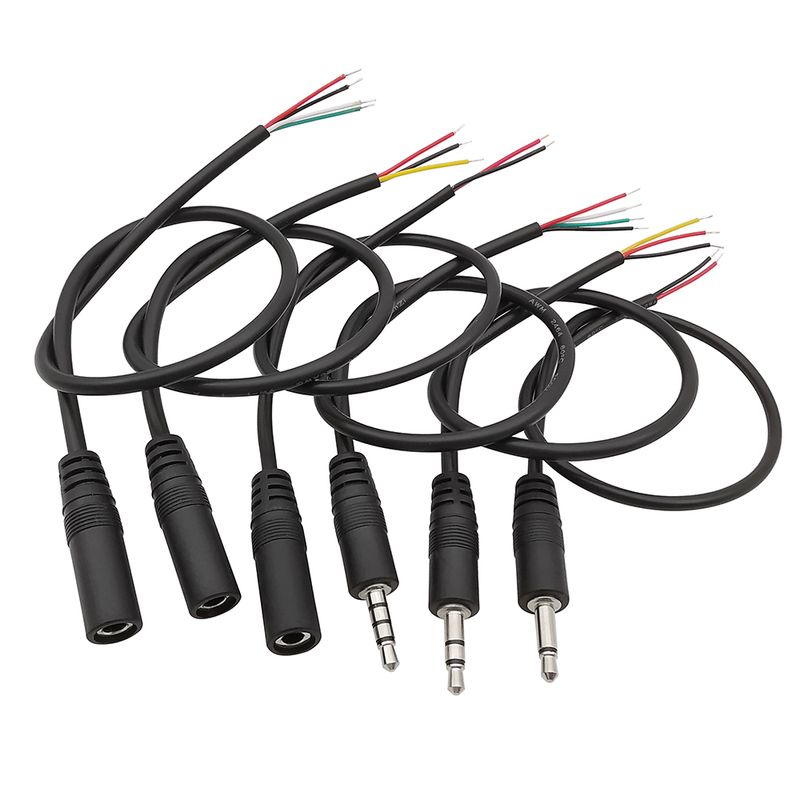 Lot de 1/2/3/5 connecteurs de câble audio 3,5 mm, 2, 3 ou 4 pôles, mono stéréo, prise mâle femelle, câble d'extension auxiliaire pour casque, DIY_voghion.com