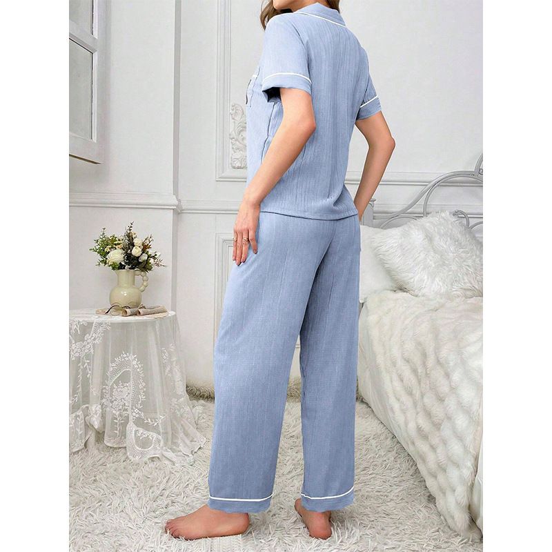 Conjunto de pijama de manga corta para mujer, cómodo y transpirable, de verano._voghion.com