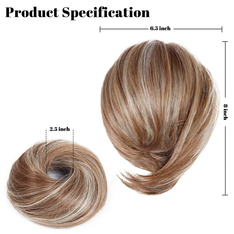 Elastische haarstukken Synthetische Rechte Chouchou Nep Knot Haarstukje Chignon Band Opgestoken Donut Voor Dames_voghion.com