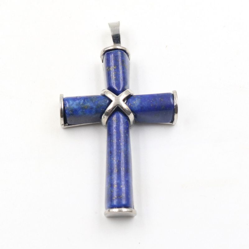 White K Fashion Simple Natural Crystal Cross Pendant Necklace Personality Unisex Trendy Matching Accessories Origin_voghion.com