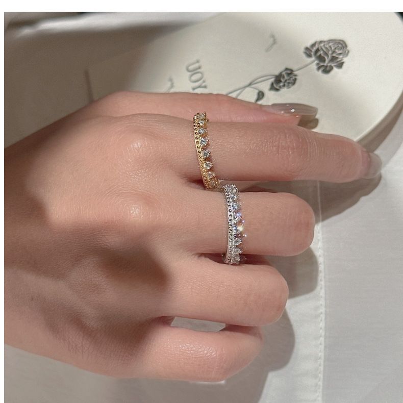 S925 Sterling Silver Row Diamond Ring Medieval Niche Design Simple And Fashionable Vintage Light Luxury Micro Zircon Ring_voghion.com