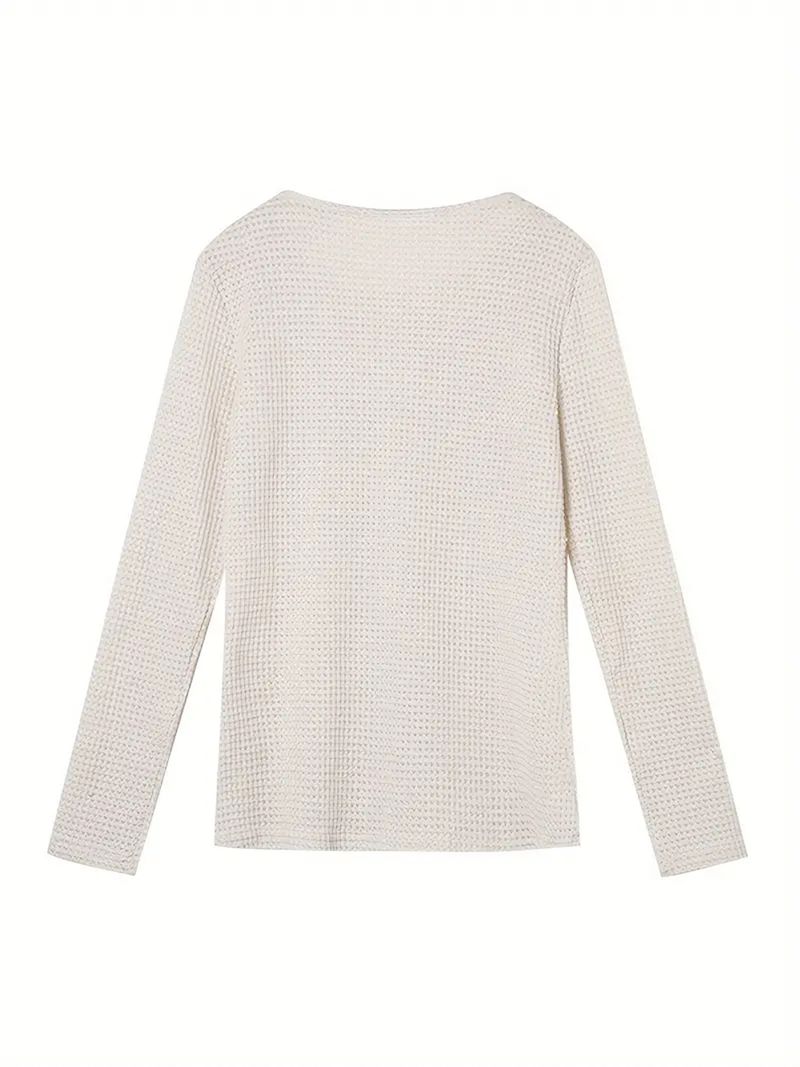 "Elegante Langarm-Spitzenbluse für Damen – Atmungsaktives Polyester-Mischgewebe, Rundhalsausschnitt, Lässig & Bequem, S-XXL"_voghion.com