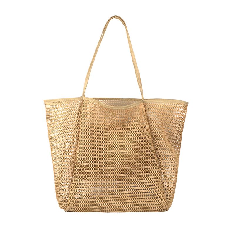 Woven Travel One shoulder Mesh Simple Handbag Outing Portable Beach Bag Available_voghion.com