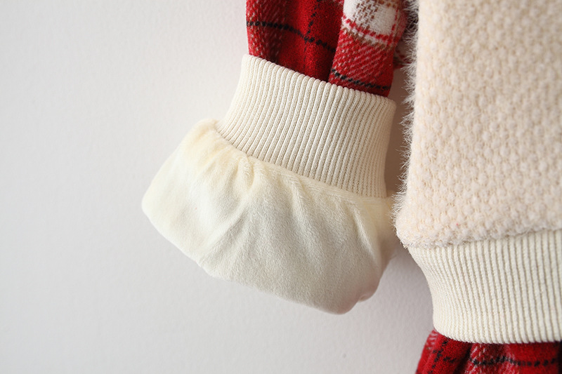 Kinderkleidung Mädchen langärmeliges kariertes verdicktes Herbst-/Winterplüsch-Prinzessin-Baby-Winterkleid_voghion.com